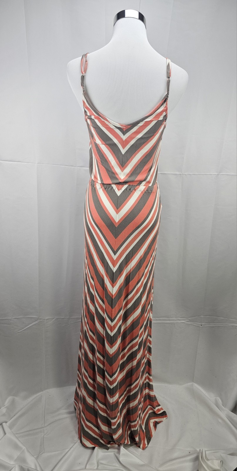 NWT Bobi Los Angeles Size Large Pink & Gray Striped Long Cotton Boho Sundress