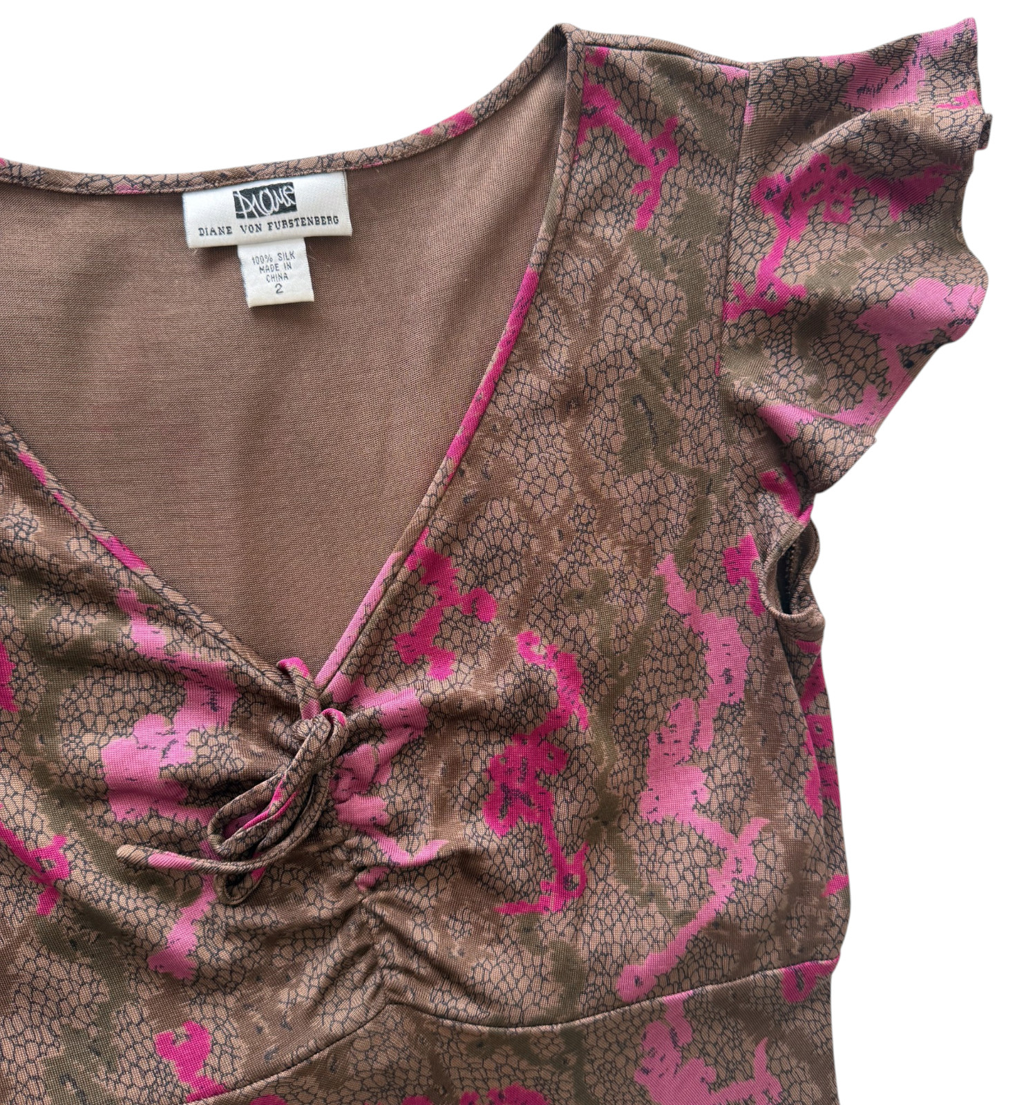 DVF Diane von Furstenberg Y2K 90s Vintage Dress Silk Jersey Flutter Whimsigoth 2