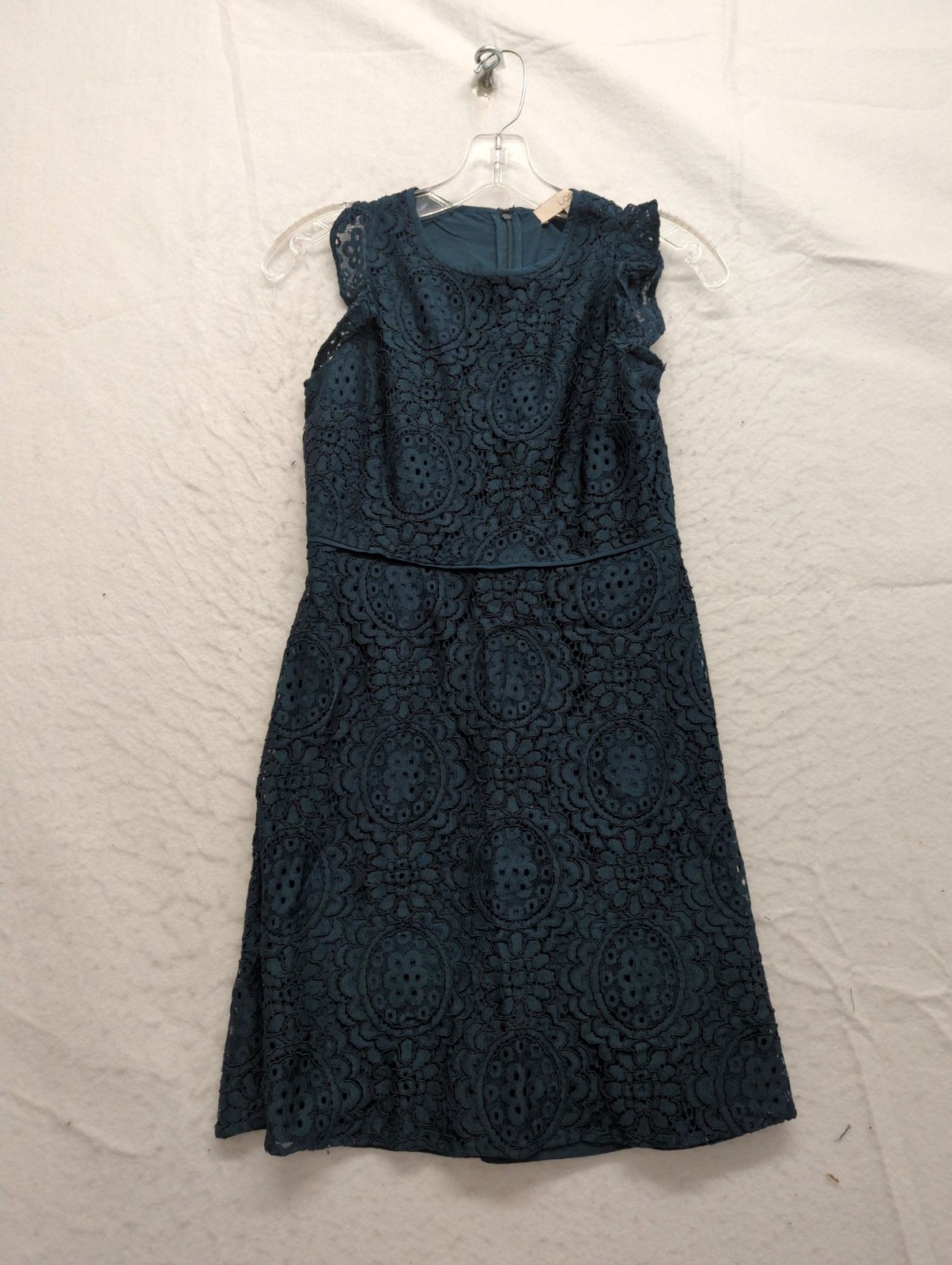 LOFT Petite Sleeveless Teal Blue Crochet Lace Dress Size 00P