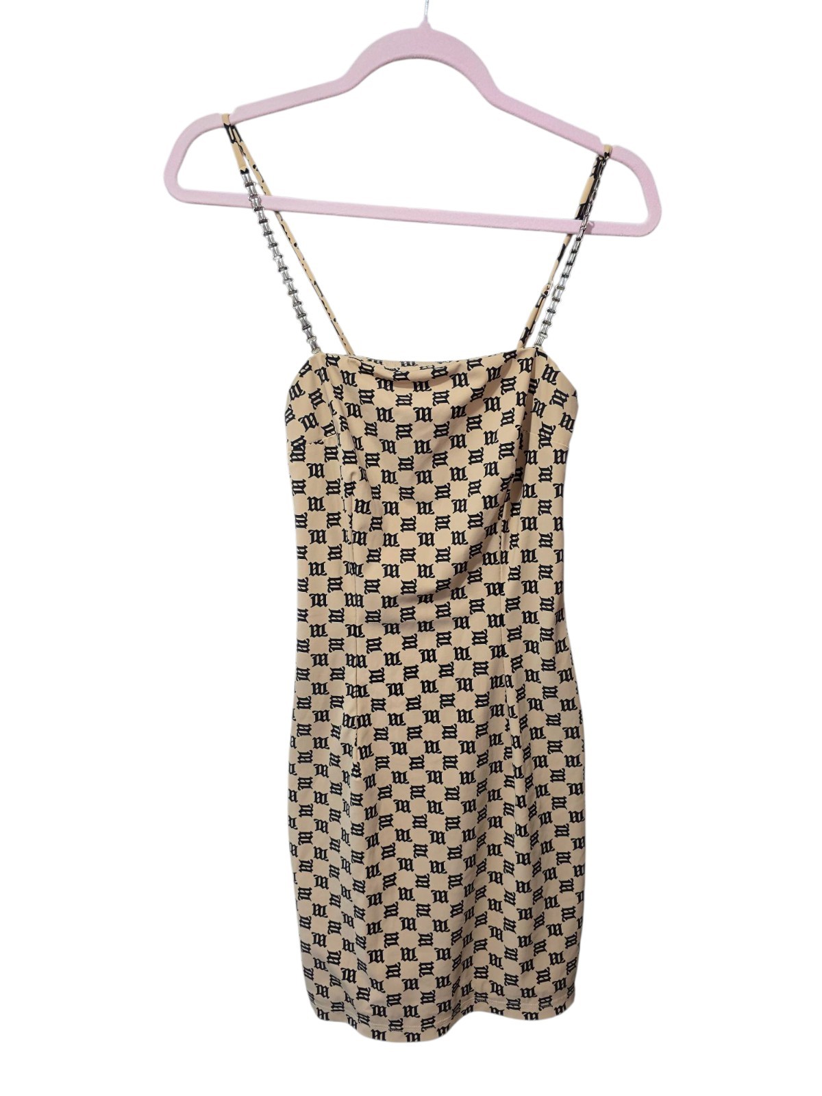 MISBHV Beige & Black Logo Monogram Mini Dress XS