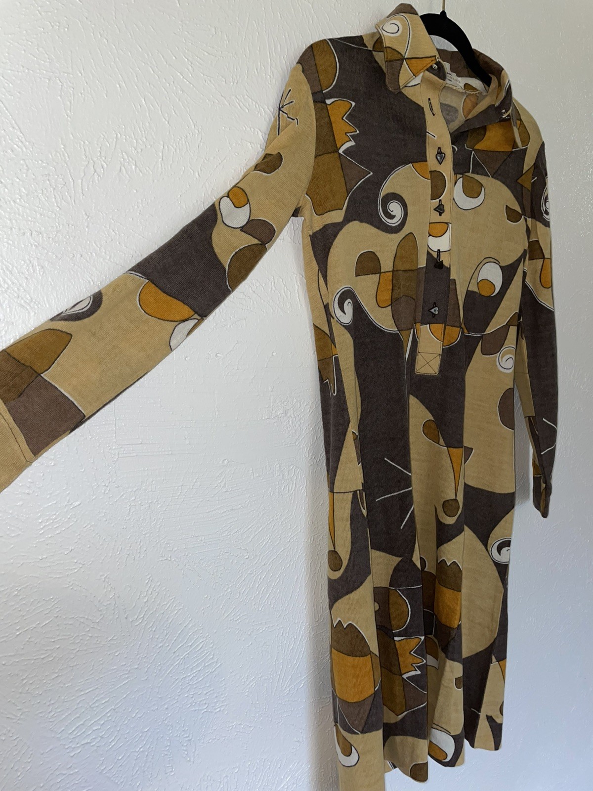 Triandra Frederick Altmann Multicolor Patchwork Floral Acrylic Wool Midi Dress S