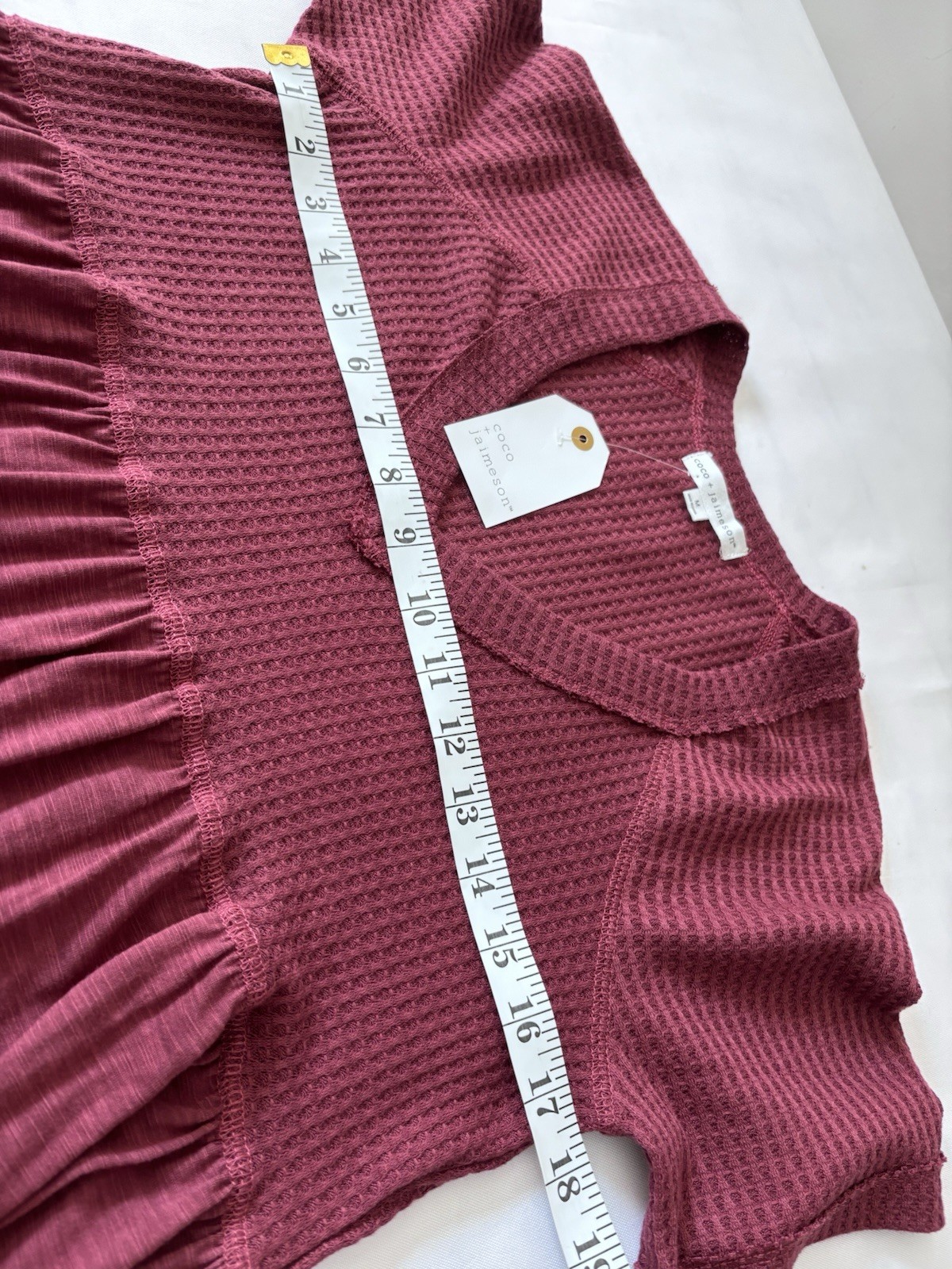 NWT coco + jaimeson Maroon Waffle Knit Tiered Babydoll Mini Dress – Size M