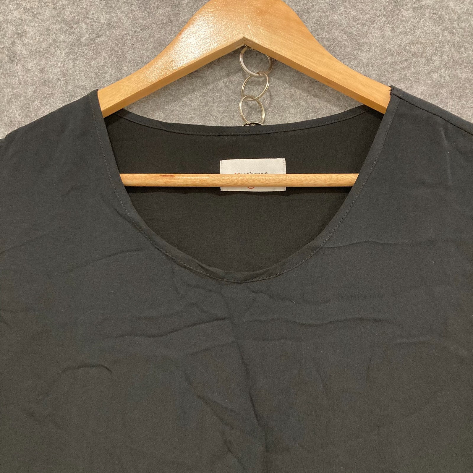 Weathered Silk Dress Womens Size Medium black Short SLeeve Shift 6714