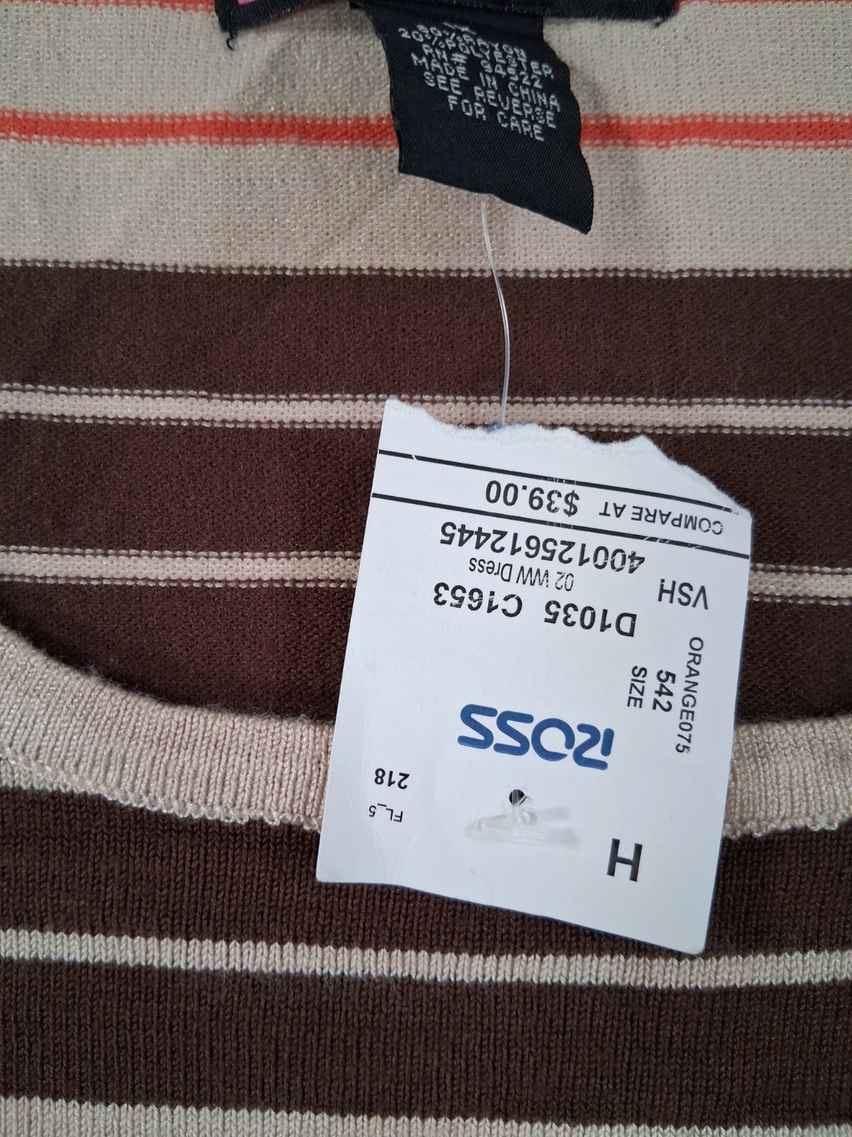 SayWhat 1X Womens Sweater Dress Rayon Blend Beige Stripe NWOT