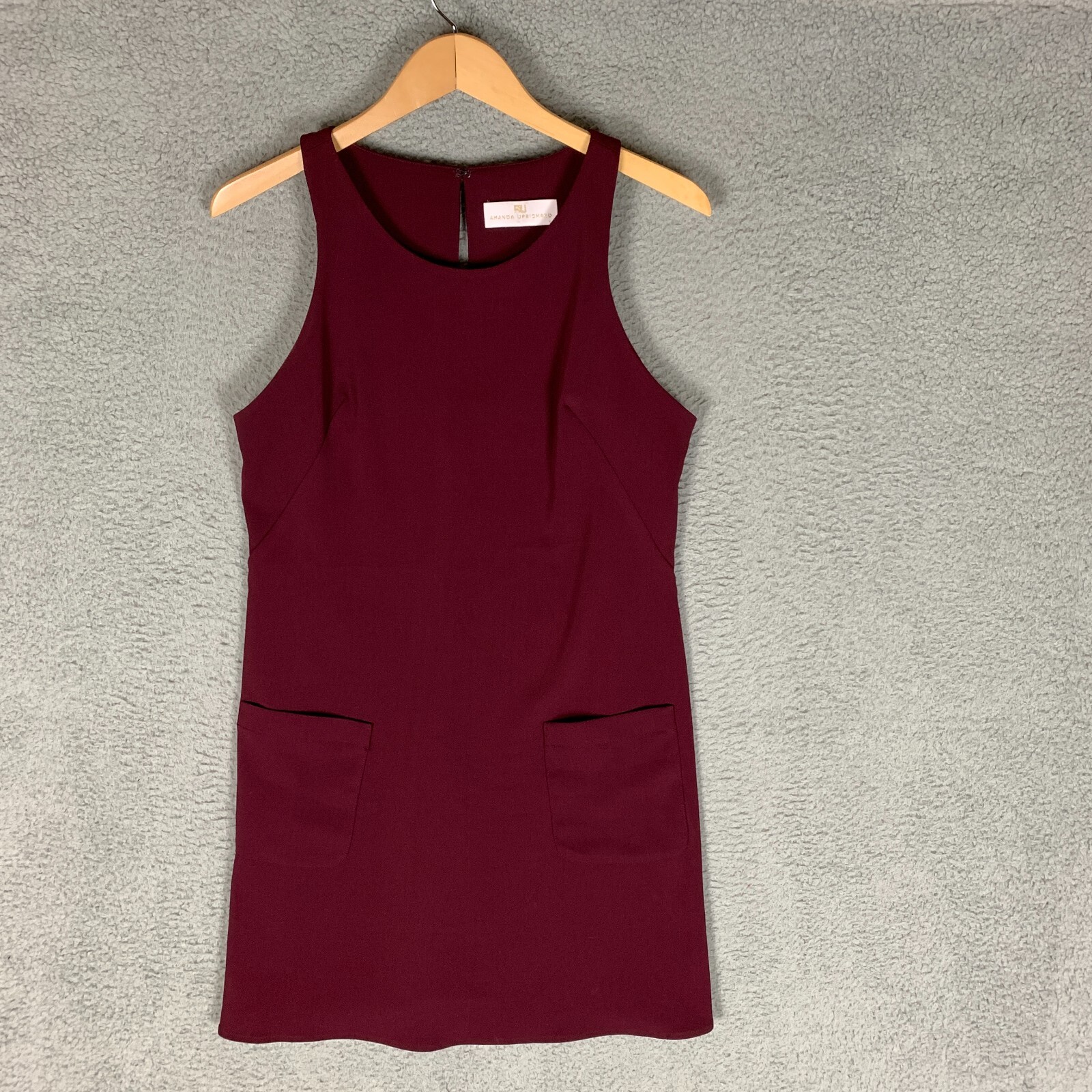 Amanda Uprichard Shift Dress Size Large L Burgundy Sleeveless Racerback Pockets