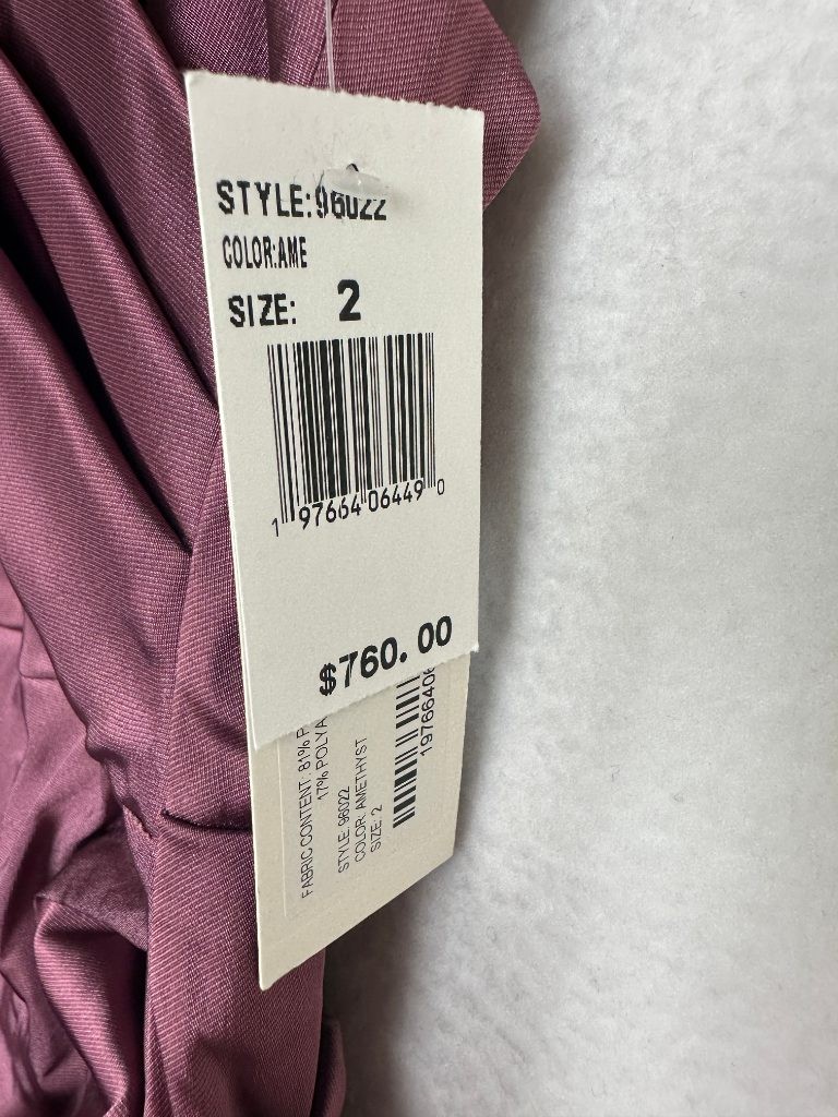 Teri Jon Rickie Freeman Gown 2 Pink Off Shoulder Satin Stretch Mermaid