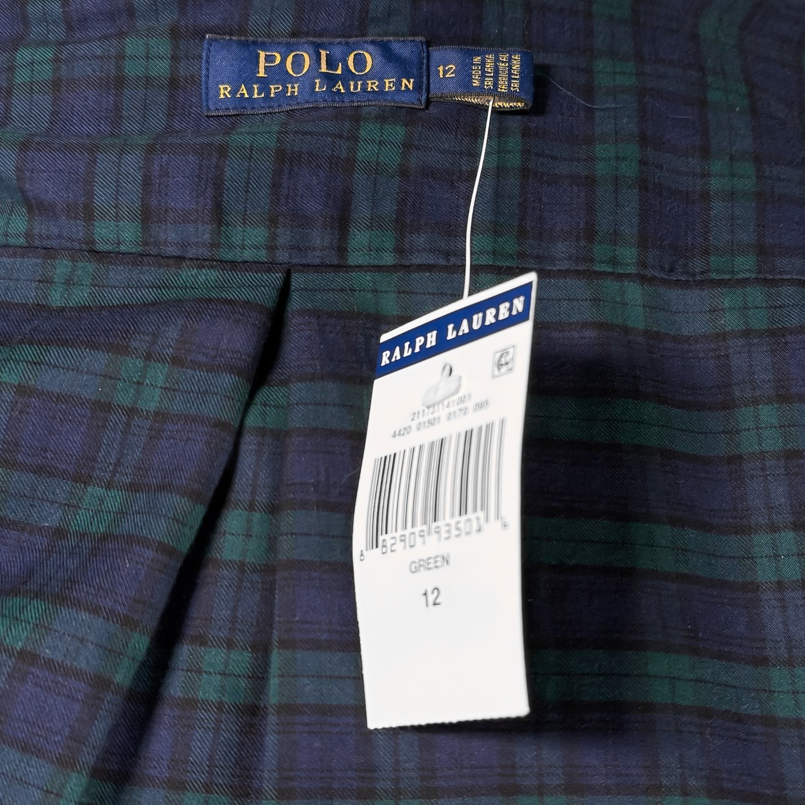 Polo Ralph Lauren Womens 12 NWT Green Blue Plaid Cotton Belted Shirt Dress