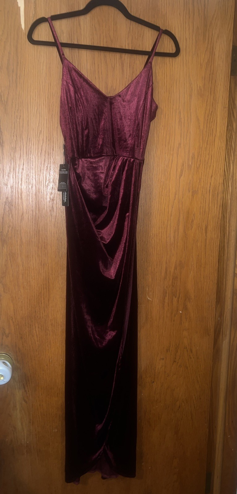 Women’s Ababalaya Maroon Velvet Cocktail Party Dress Gown Rouched Size Small NWT