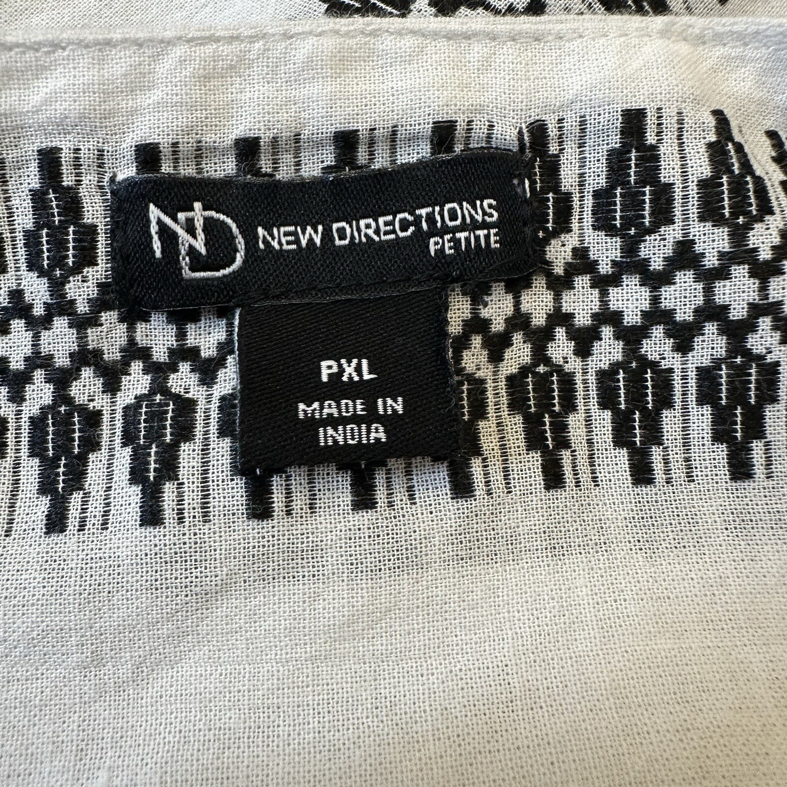 New Directions Black Gray Aztec Striped Petite Lined Shift Dress Women’s PXL