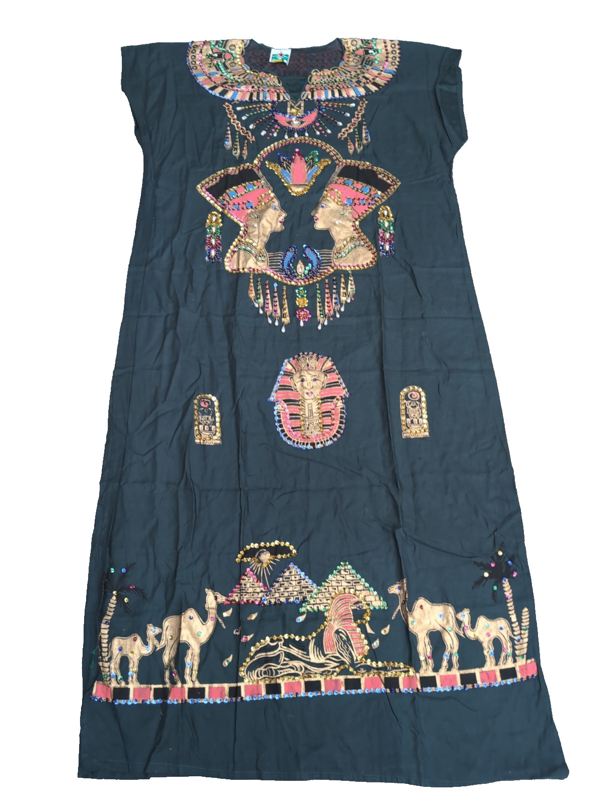 Vintage 80s-90s authentic Egyptian kaftan Sequin, jewelled embellished, Boho
