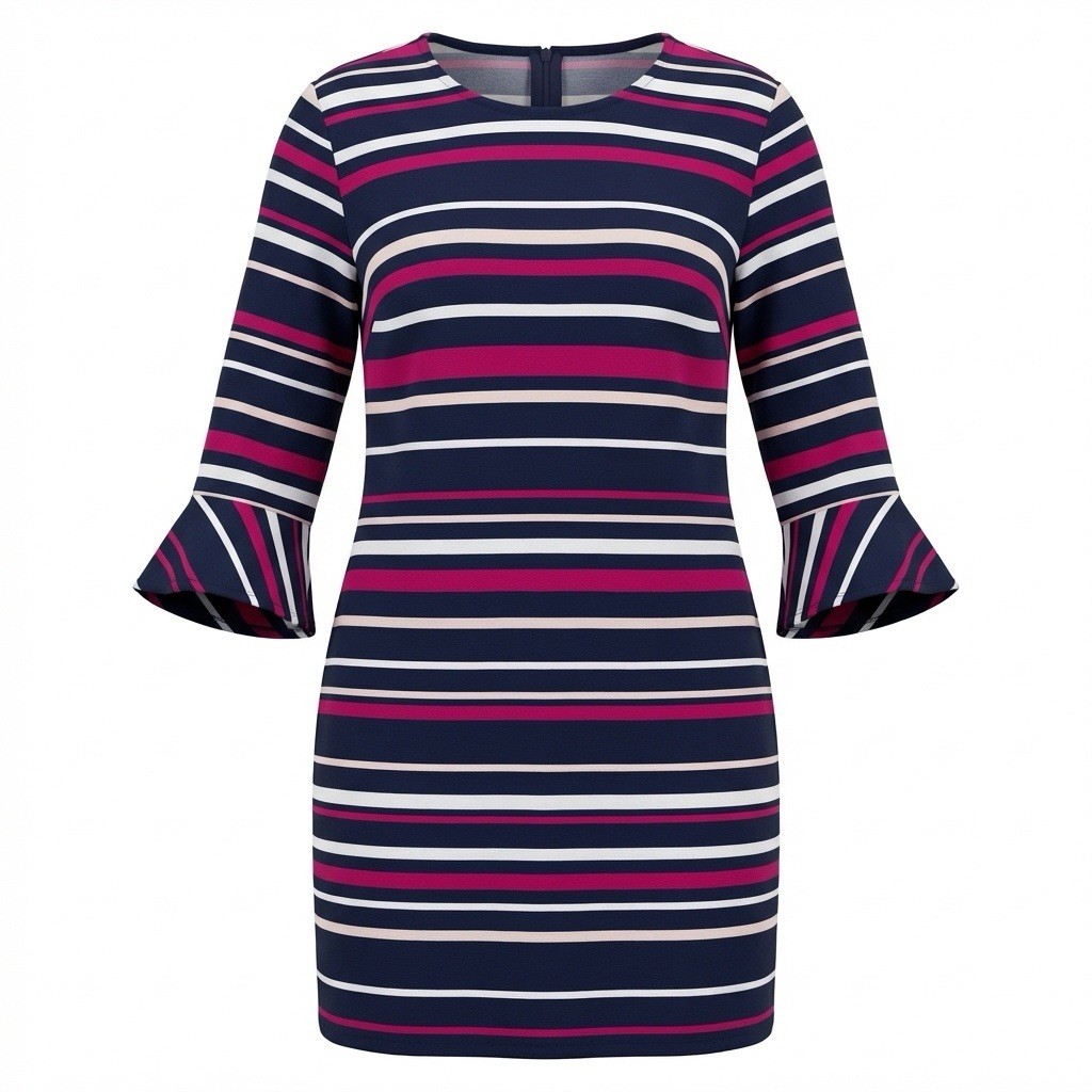 Draper Jane Eloquii Dress Womens 24 Red White Blue Striped Gold Back Zipper