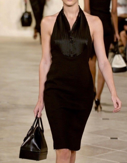Ralph Lauren Collection Runway Size 2 Linen Cotton Black Collared Halter Dress