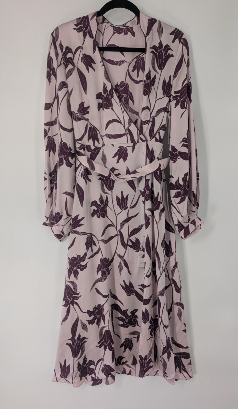 NWOT Equipment Silk Andrese Wrap Long-sleeve Printed Midi Dress Sz 6 Plum 9C606