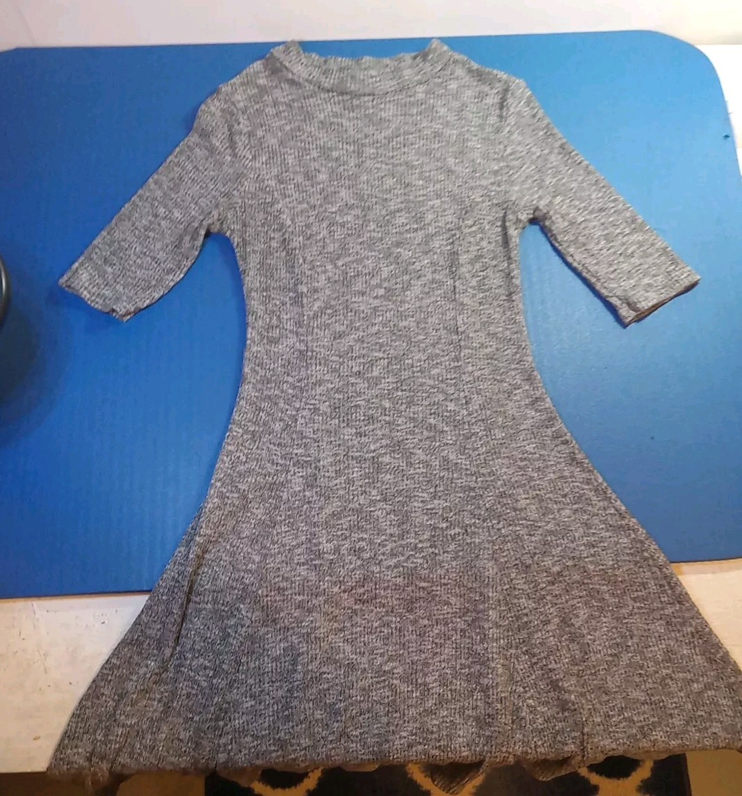 Aiden Y Gray Thin Knit Slimming Sweater Dress Womens Size M