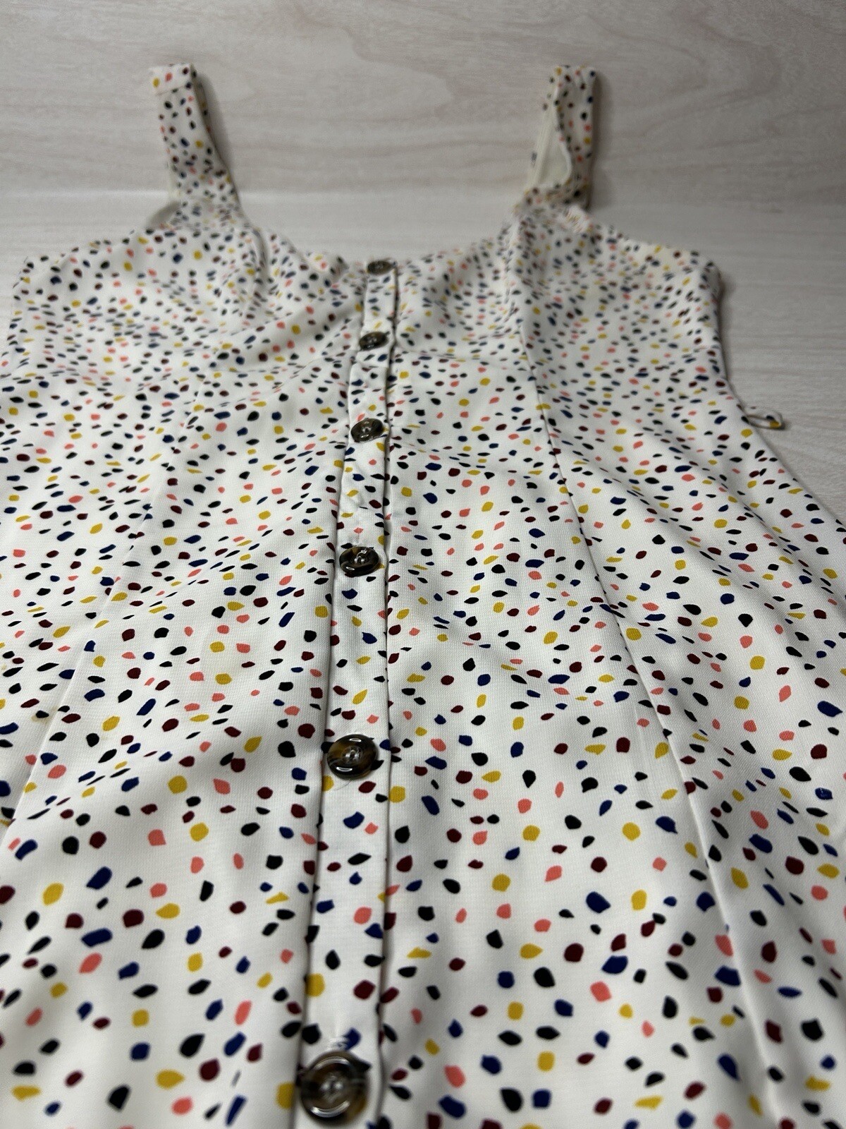 Emory Park Lined Polka Dot Summer Dress Button Closure Womens Small