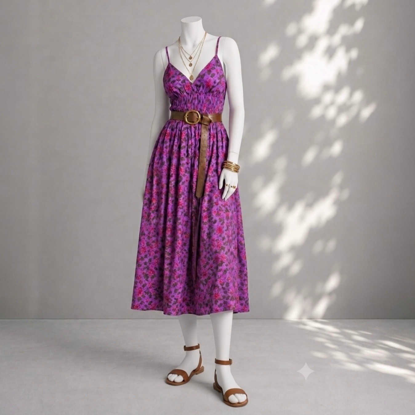 J.Crew Smocked Waist Floral Midi Dress 6 Purple Cotton Boho Resort Sundress