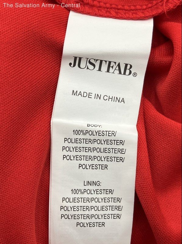 Justfab Womens Red Long Sleeve Tie Neck Fit & Flare Dress Size X-Large
