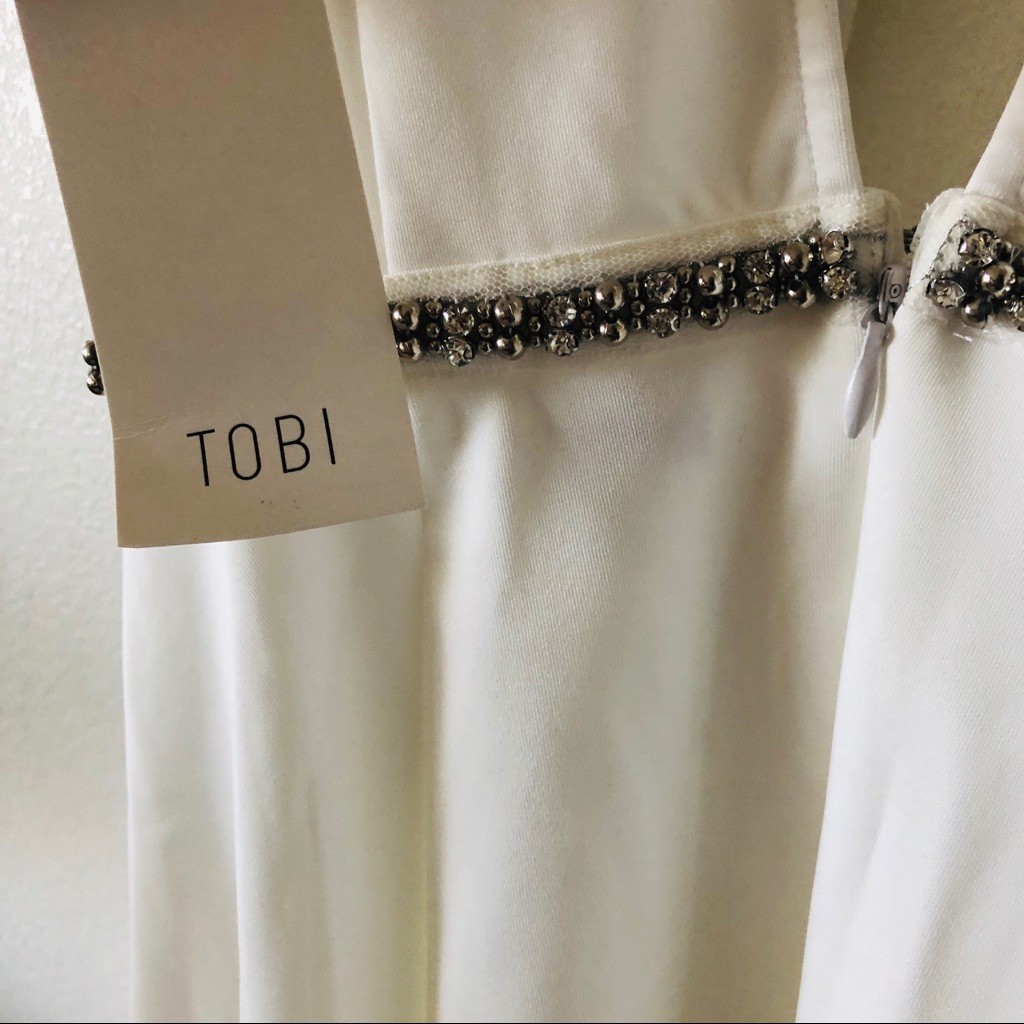 Tobi White Embellished Halter Skater Dress Size S – Used