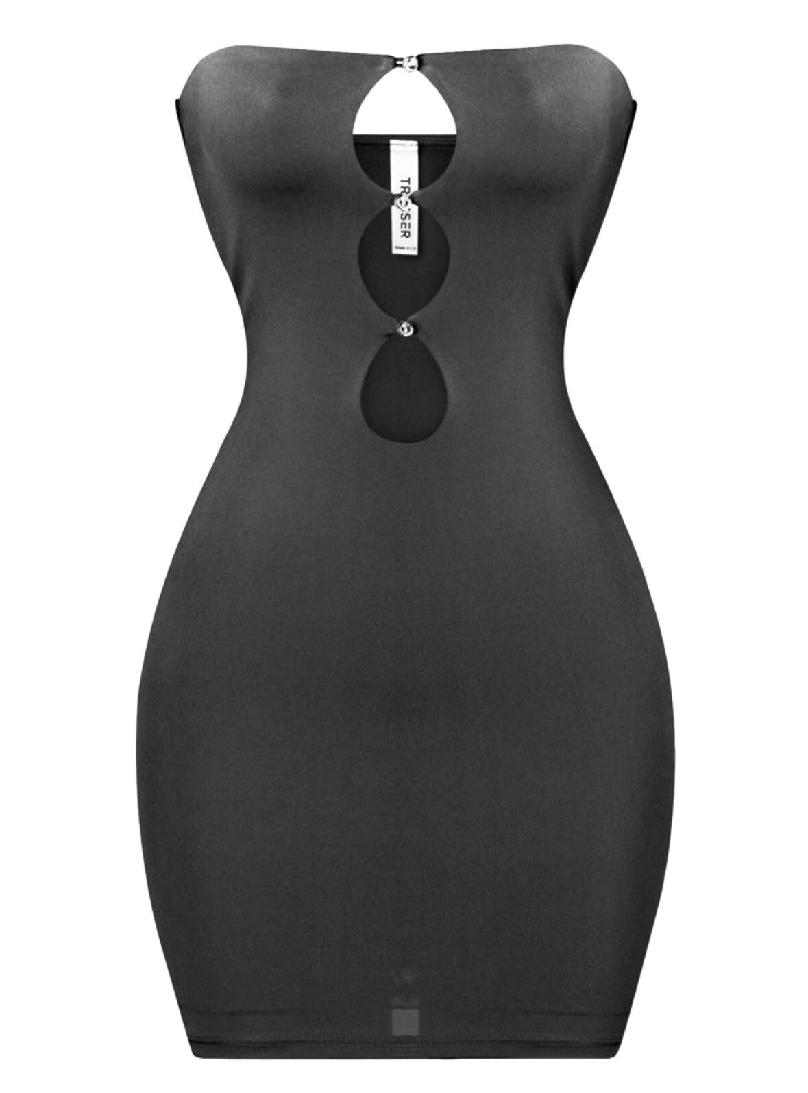 TRESSER Women’s Fashion Black Strapless Rhinestone Sexy Club/Party Mini Dress