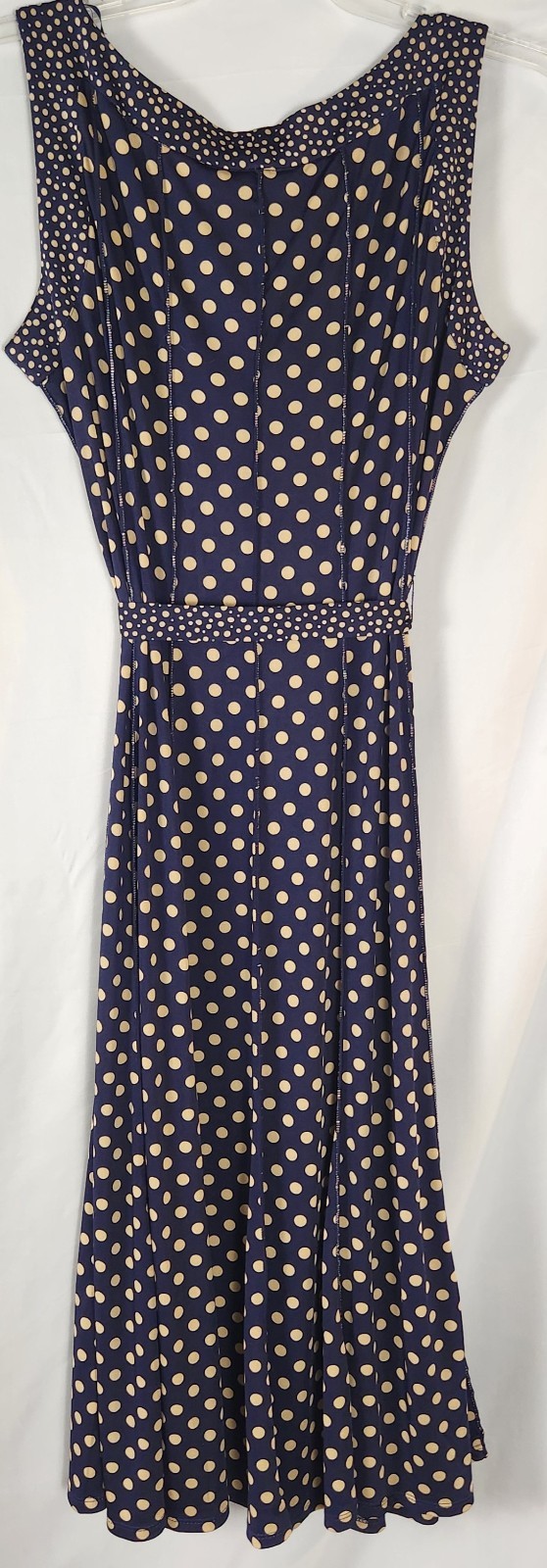 Perceptions Polka Dot Sleeveless Classic/Retro-Vibe/Preppy Belted Midi Dress XL