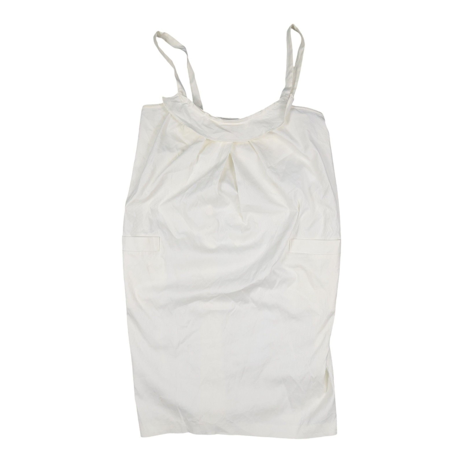 Vera Wang Dress Womens 6 Ivory Lavender Label Spaghetti Strap Cotton Stretch