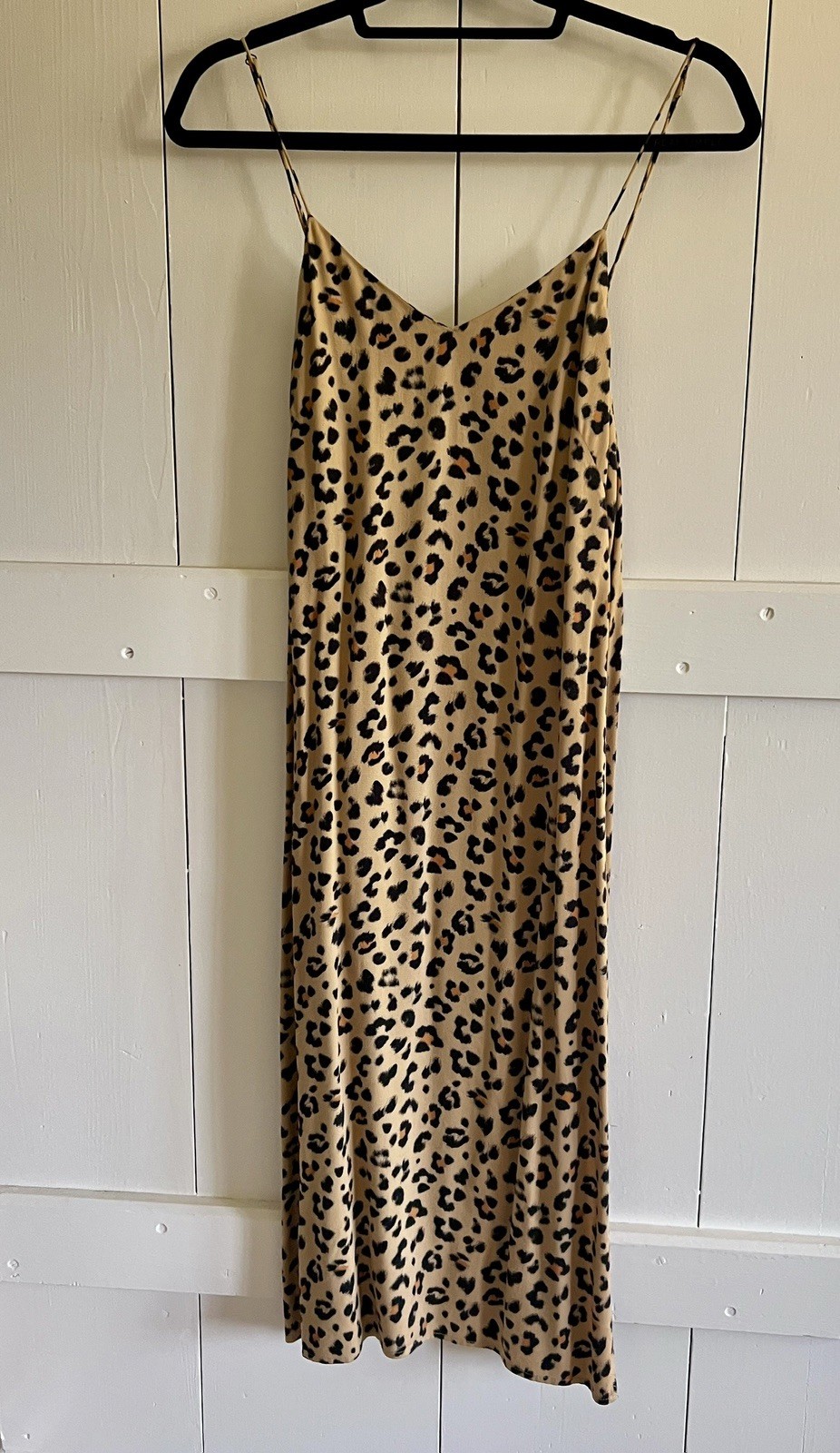& Other Stories Leopard Print Slip Midi Dress w Adjustable Straps US 4