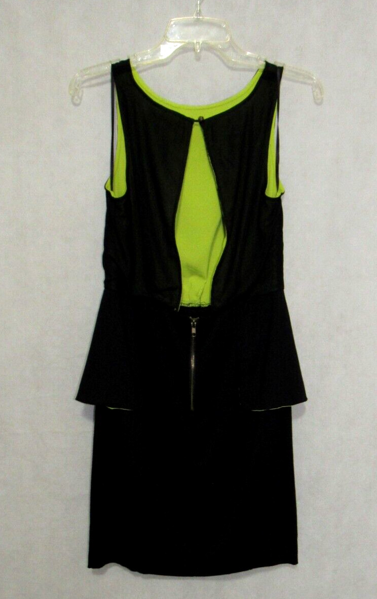 Black Sheath Cocktail Dress Womens 8 Peplum Cutout Back Event Formal Knee Length