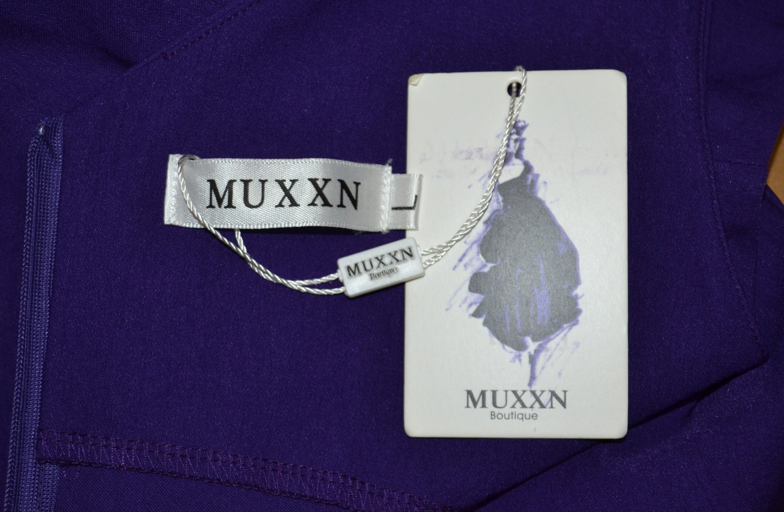 MUXXN BOUTIQUE NEW NWT Blue Asymmetrical V Neck Slight Cap Sleeve Dress Large