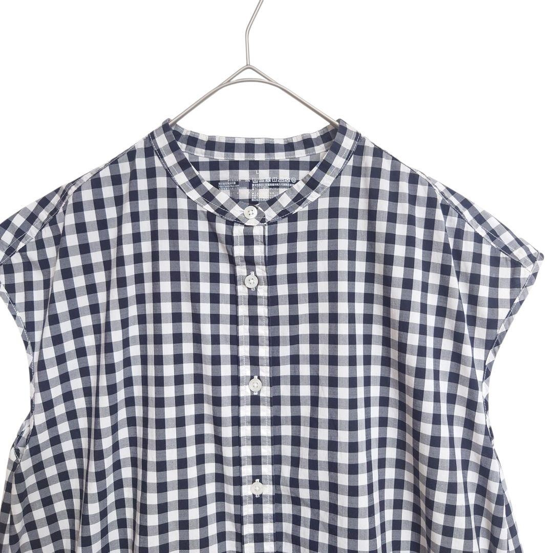MUJI Gingham Check Dress L Black White A Line with Pockets