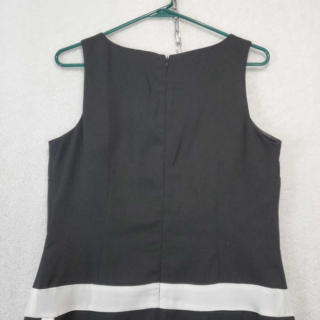 Metrostyle Black White Color Block Sleeveless Shift Sheath Midi Dress Size 8