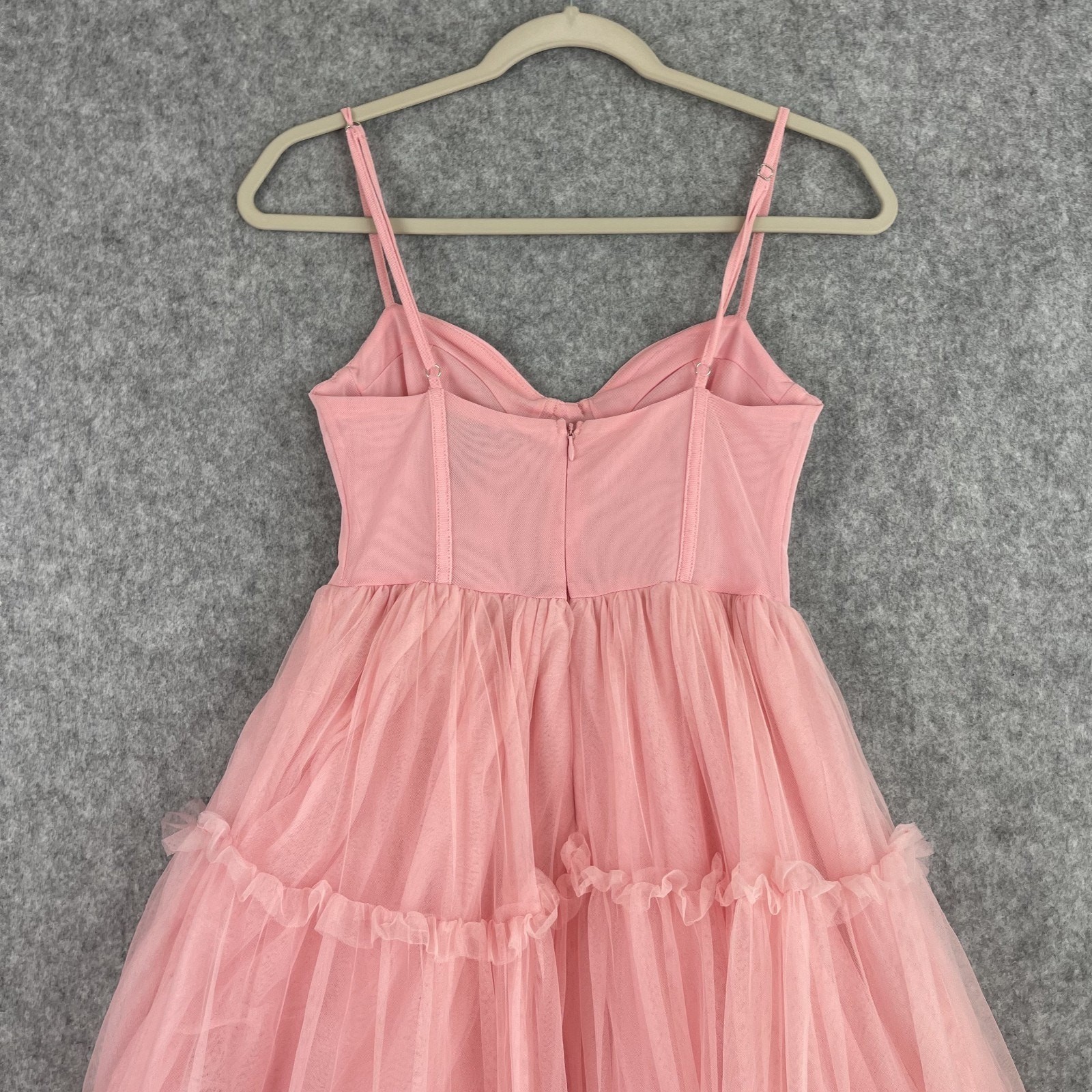 Forever 21 Tulle Ruffled Bustier Dress Womens Small Pink Fairy Whimsy Delicate