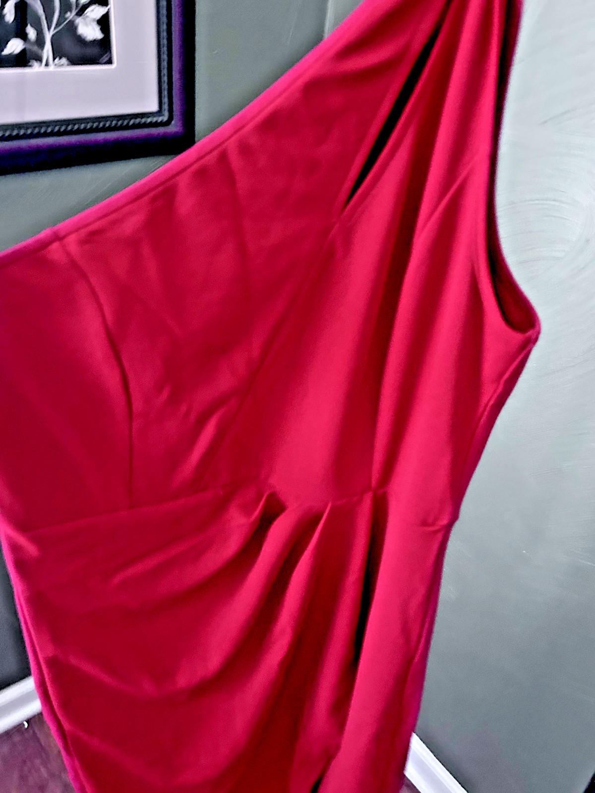 PrettyGarden One Shoulder Red Ruched Bodycon Dress Size L NWT Elegant