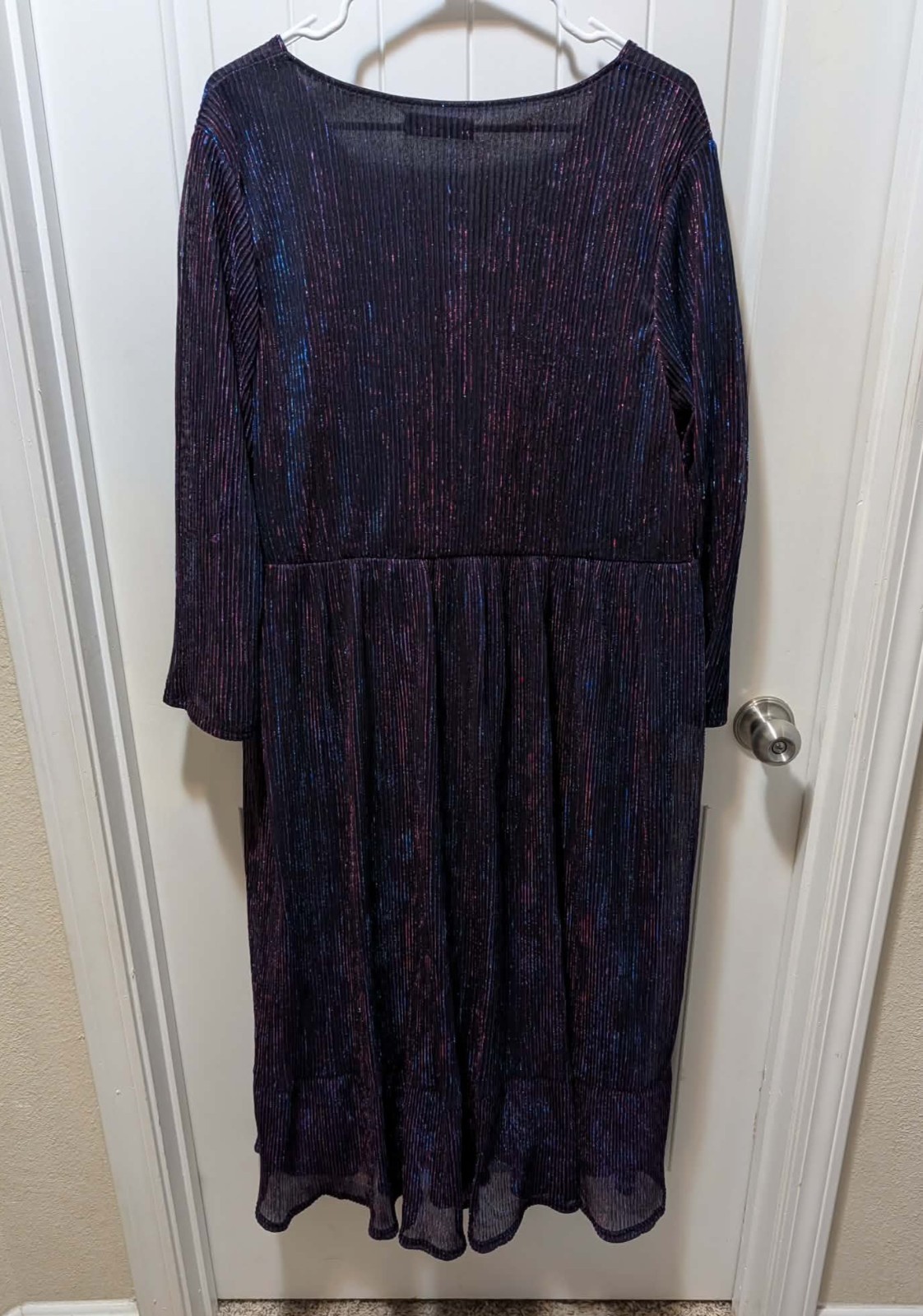 Luxe Mesh Pleated Elastic Waist Wrap Midi Dress Plus Size 2X 18-20 Multicolor