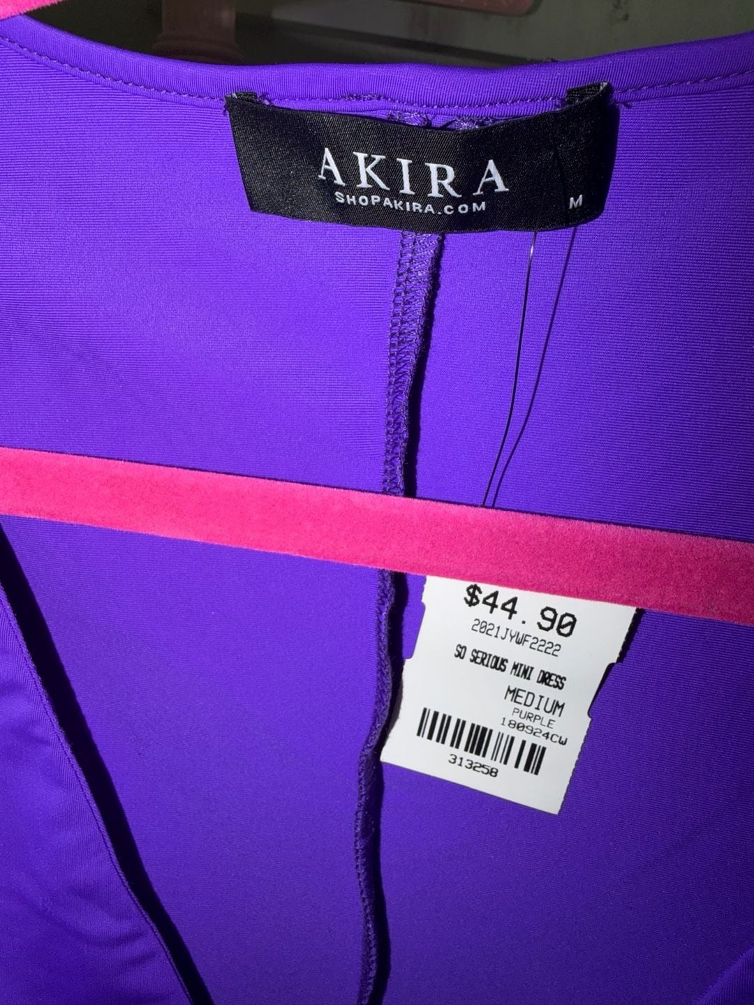 AKIRA So Serious Mini Dress in Purple