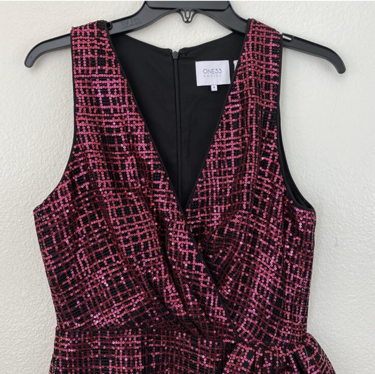 One33 Social Sequin Sheath Cocktail Dress Fuchia Pink 6