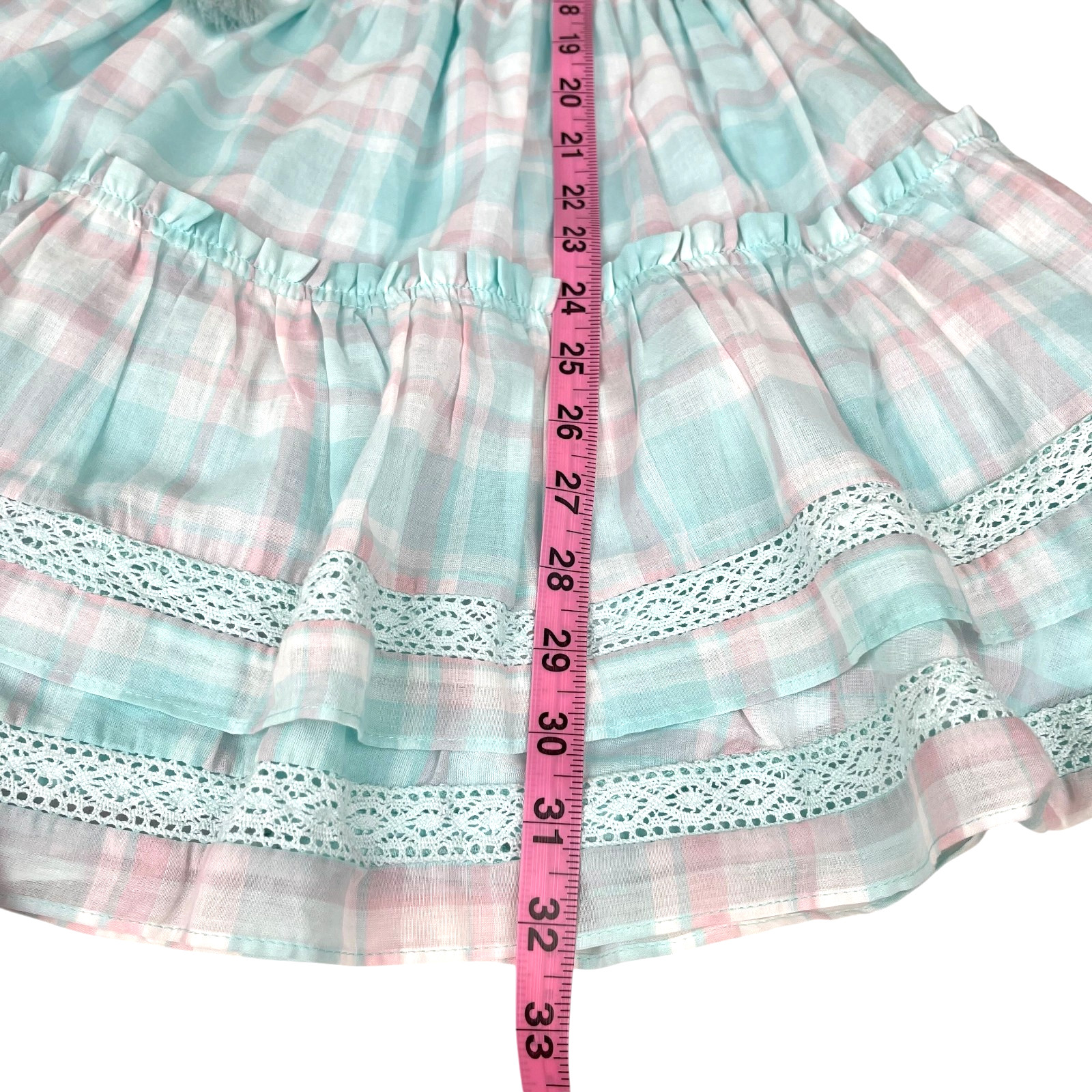 Mable Pastel Plaid Tiered Mini Dress Cotton Cottagecore Coquette Sz S NWT