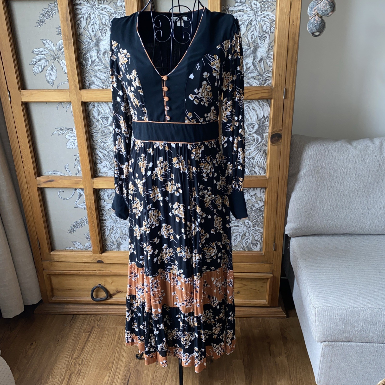 Monsoon Women’s Floral smart gypsy midi Dress Size 12 – stunning detail