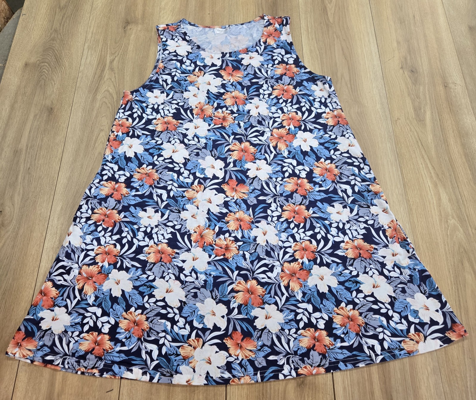 SimpleFun Summer T-Shirt Dress Womens Sz XL, Pockets, Sleeveless, Breathable