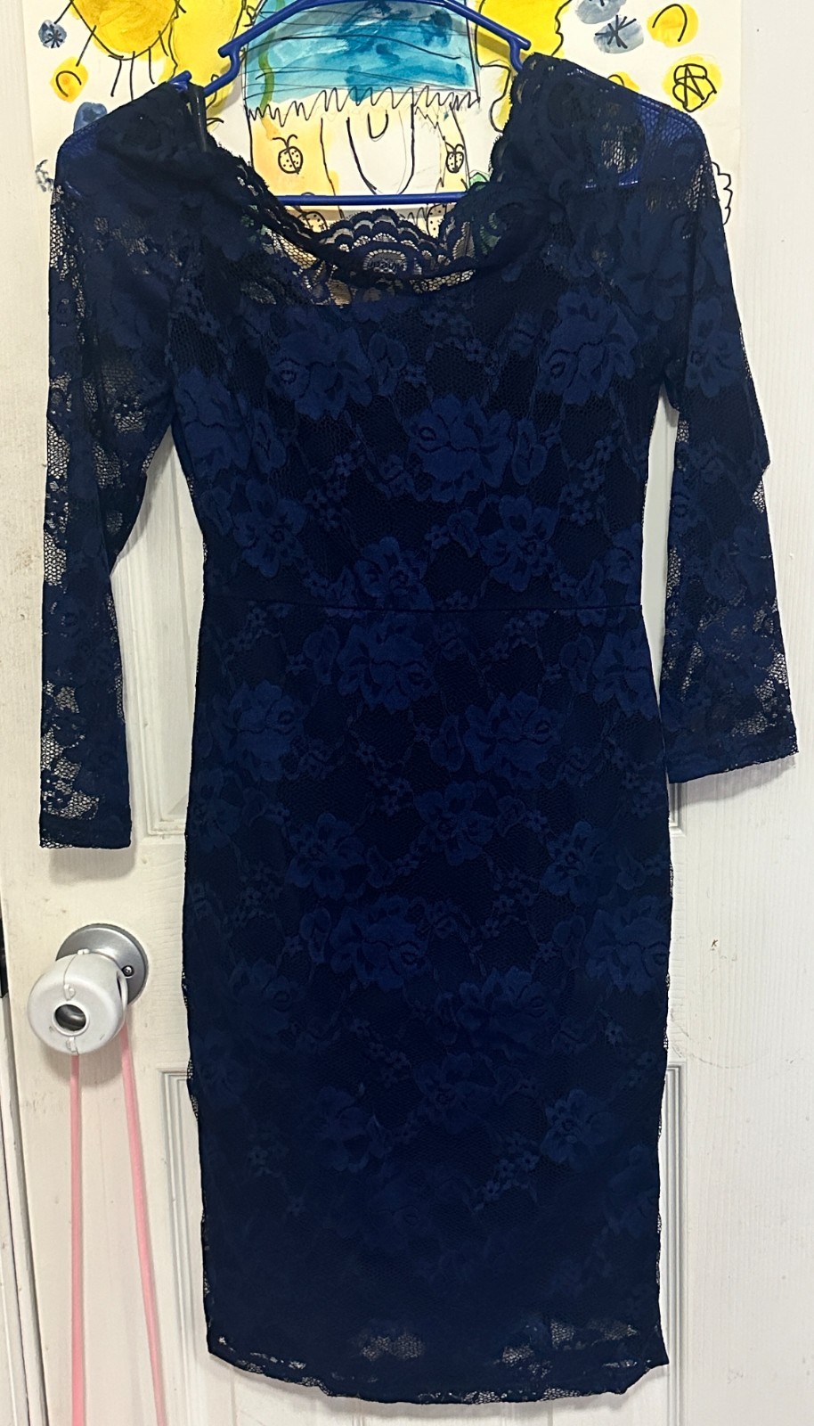 Speechless, Navy blue off the shoulder, lace dress