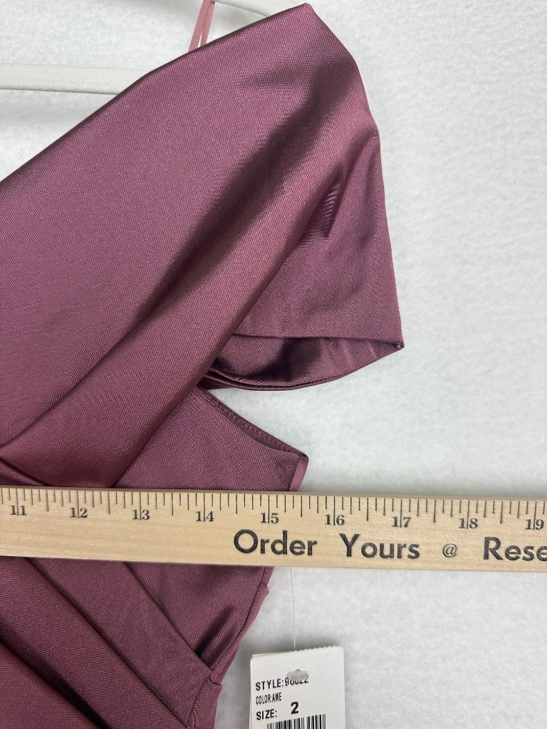 Teri Jon Rickie Freeman Gown 2 Pink Off Shoulder Satin Stretch Mermaid