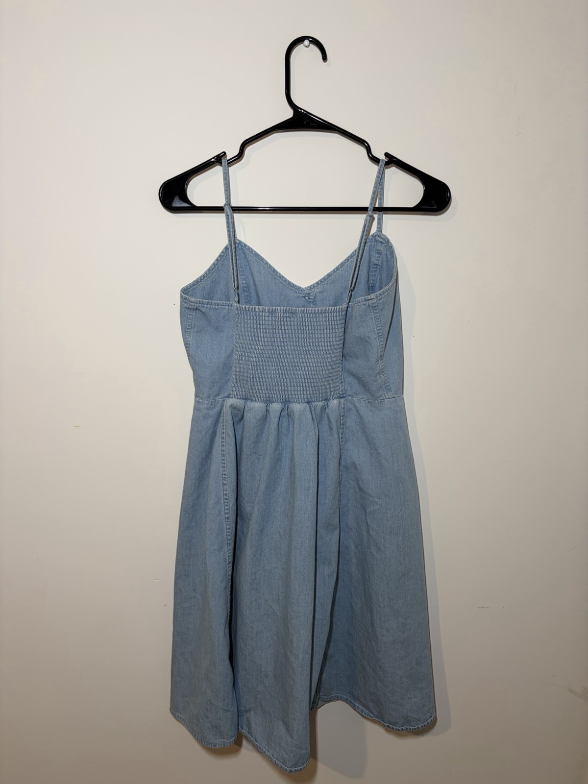GAP Blue Chambray Mini Sundress 2 V-Neck Sleeveless Strappy Button Front