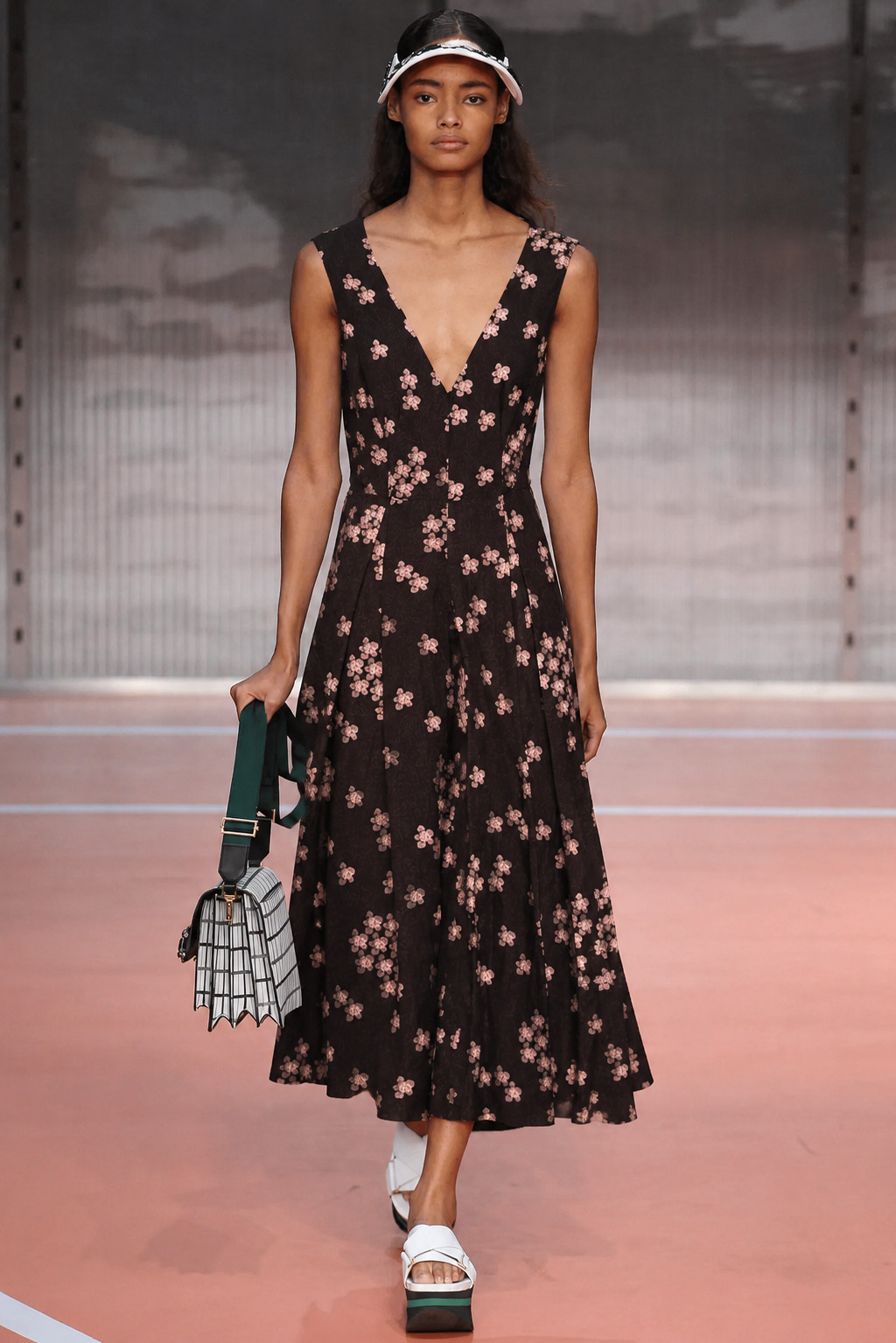 2014 MARNI Cherry Blossom Print Viscose Linen Deep V-Neck Sun Dress SIZE IT38 S