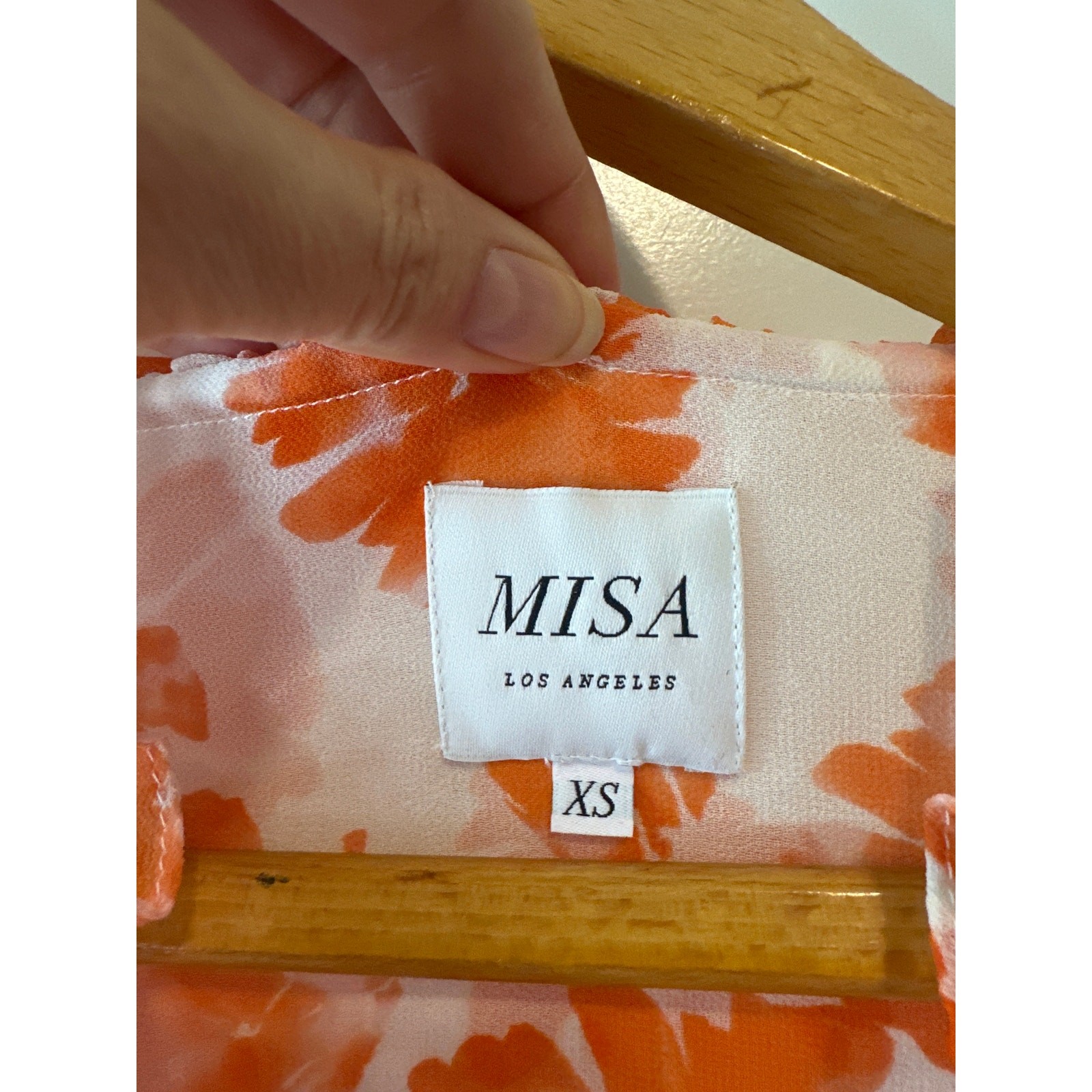 MISA Los Angeles Lorena Orange Floral Ruffle Mini Dress Long Sleeve XS