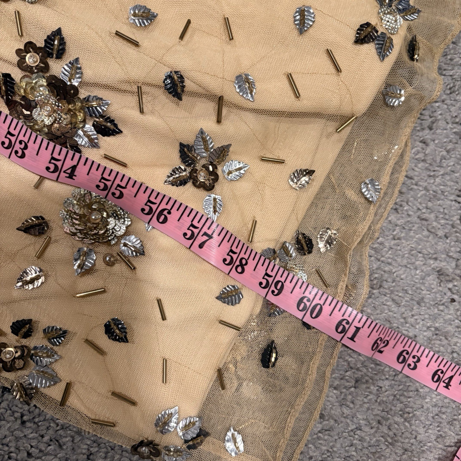 Mac Duggal New Beige Gold Embellished Scoop Neck Evening Gown Size 10 5477