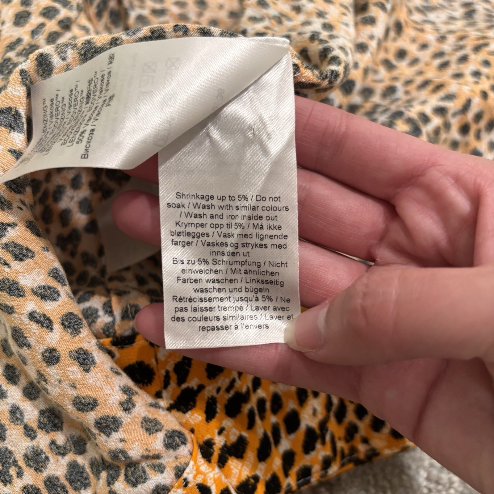 Ganni Leopard Print Midi Dress Button Logo Black Orange Designer Women’s Sz 36