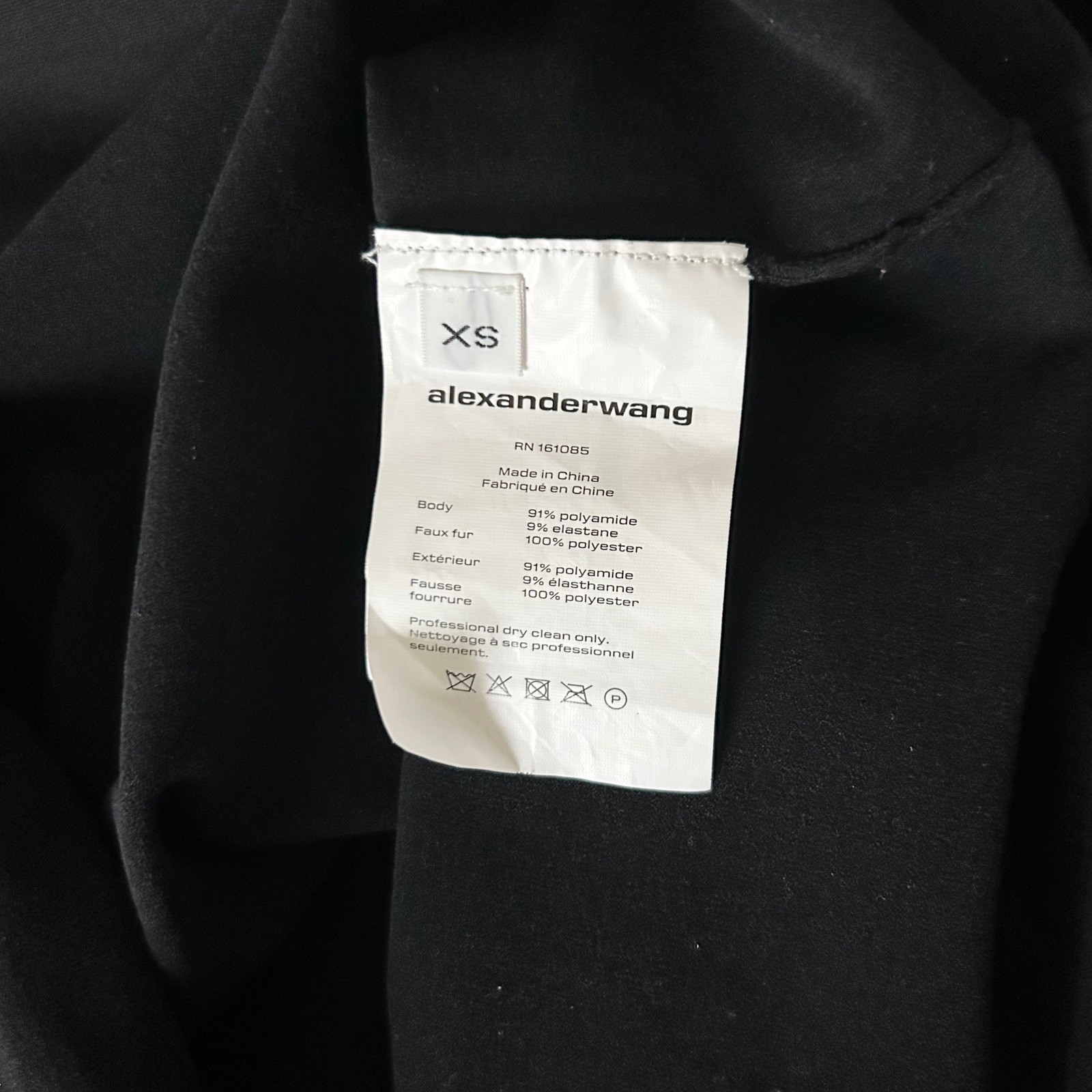 NEW Alexander Wang Black Off-The-Shoulder Bodycon Mini Dress 3/4 Sleeve Size XS