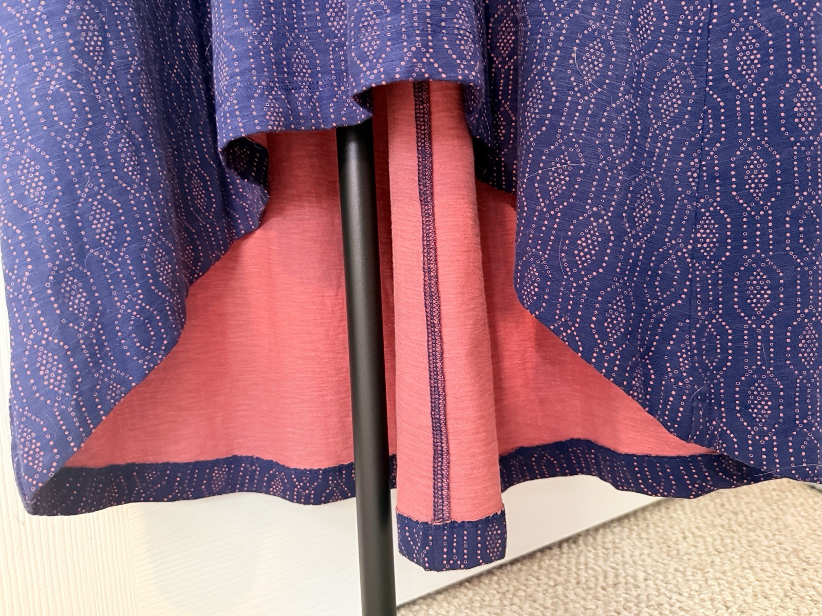NWT Duluth Trading Maxi Dress Womens Sz Large Navy & Coral To ‘n’ Flow High Low