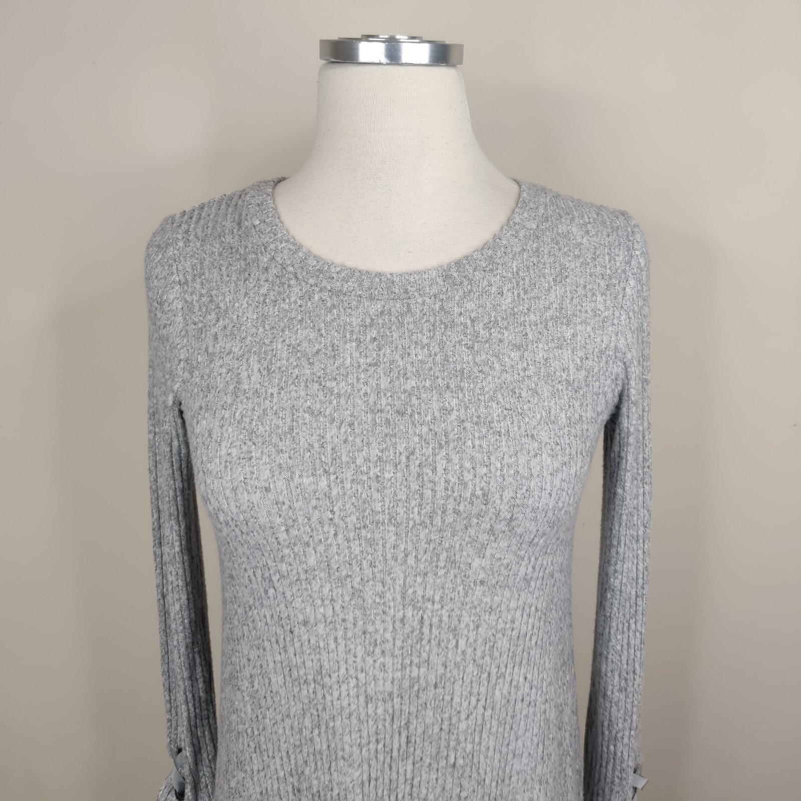 American Eagle Soft Plush Fleece Dress Gray XS Long Sleeve Lace Up Cuff