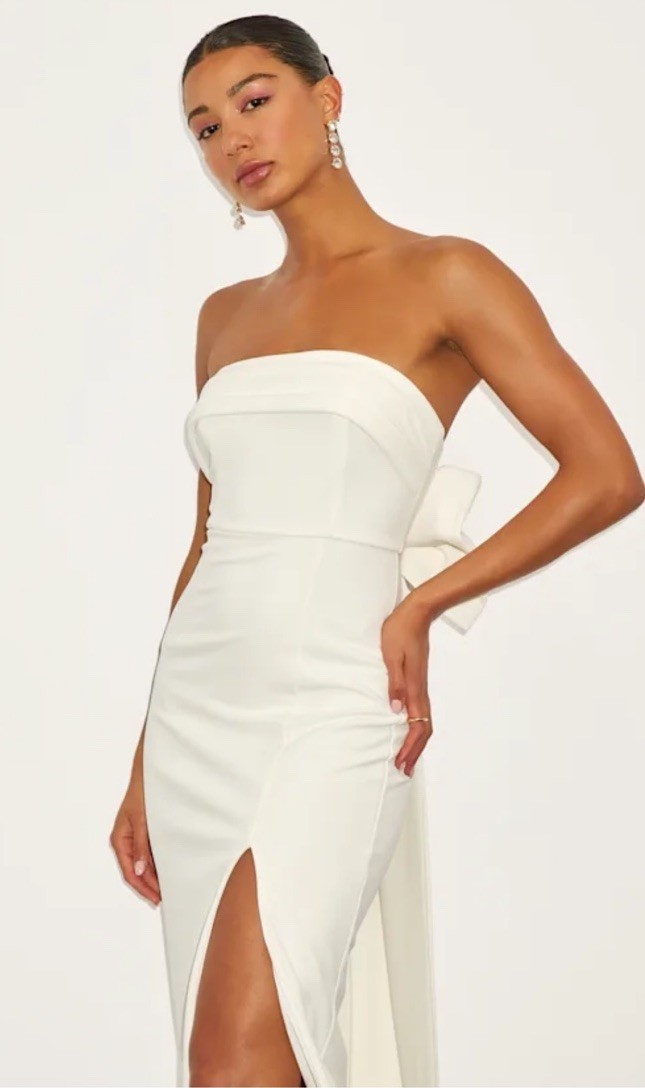 NWT! Lulu’s Fabulous Phenomenon White Strapless Bow Midi Dress. Women’s small