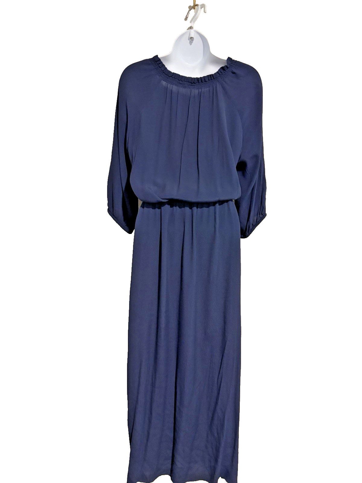 GAP Navy Maxi Dress~M~Button Front Rayon Crepe Tie Waist Versatile Office Party